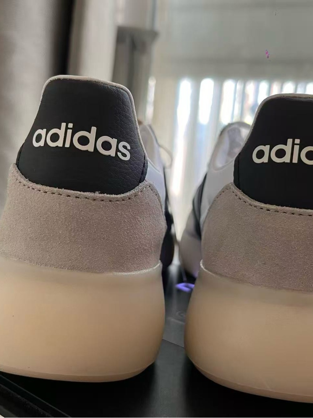adidas Men’s White Sneakers with Black 3-Stripes and Beige Accents - Picture 3 of 4